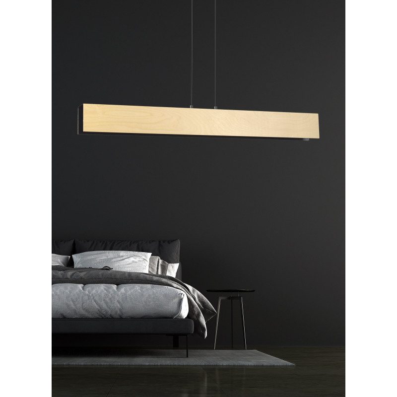 Suspension Design Carlo Métal et Contreplaqué 4 lampes Rectangles Noires Style Scandinave 