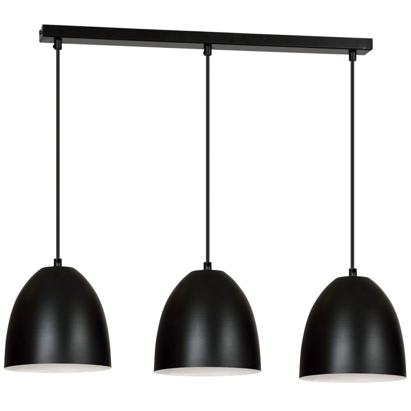 Suspension Design Ystad Métal 3 lampes Cloches Noires et Blanches Style Moderne