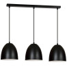 Suspension Design Ystad Métal 3 lampes Cloches Noires et Blanches Style Moderne