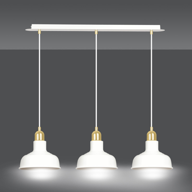 Suspension Design  Ibor Métal 3 lampes Coupoles Filiformes Blanches Style Moderne 