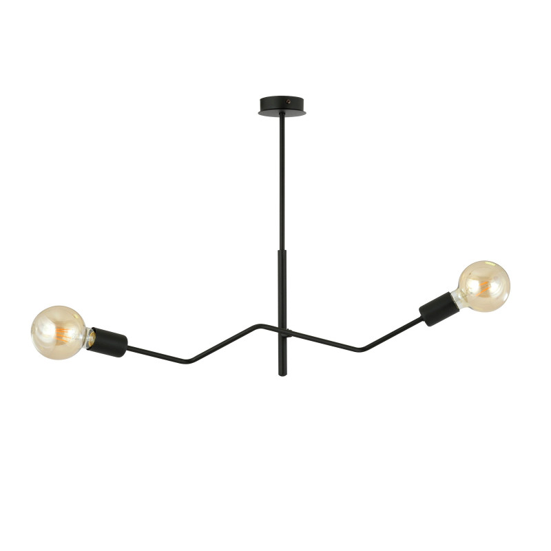 Plafonnier Design Frix Métal 2 lampes Déportées Noires Style Moderne 