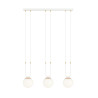 Suspension Design Glam Métal 3 lampes Boules Filiformes Blanches Style Chic 