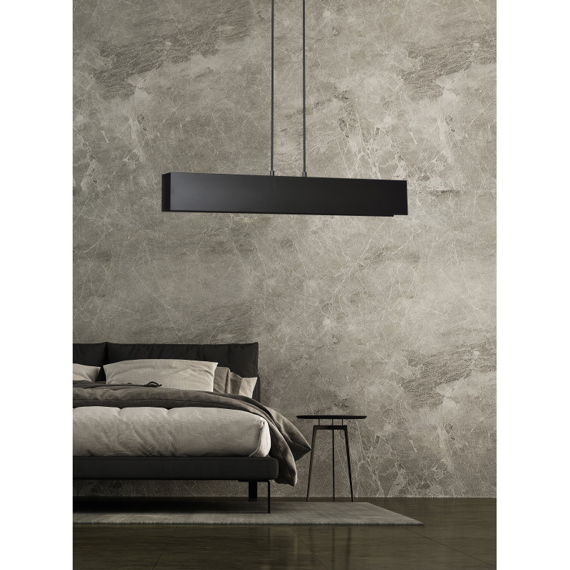 Suspension Design Gentor Métal 3 lampes Rectangles Noires Style Minimaliste 