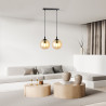 Suspension Design  Cosmo Métal 2 lampes Boules Ambrées Style Chic 