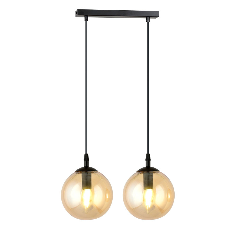 Suspension Design  Cosmo Métal 2 lampes Boules Ambrées Style Chic 