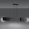 Suspension Design Tolos Métal 2 lampes Rectangles Déportées Noires Style Minimaliste 