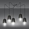 Suspension Design Link Métal  5 lampes Cloches Noires et Blanches Style Industriel 