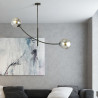 Plafonnier Design Hunter Métal 2 lampes Boules Argentées Style Chic 