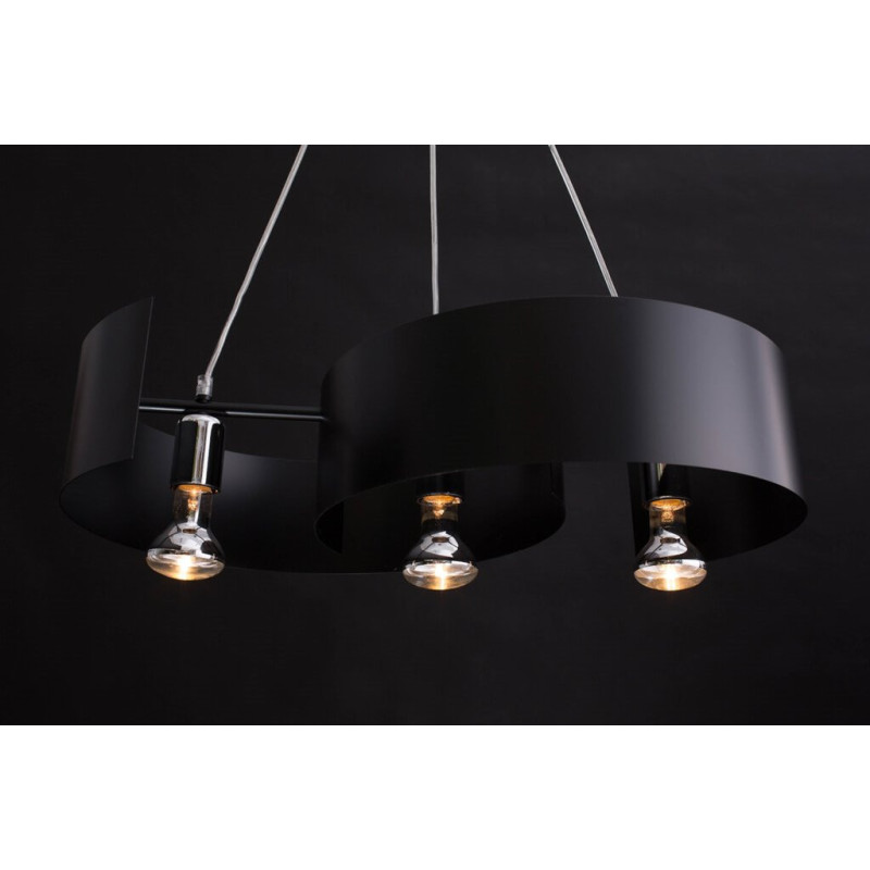 Suspension Design Vixon Métal 3 lampes Entrelacées Noires Style Moderne 