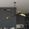 Plafonnier Design Lotus Métal 4 lampes Feuilles Noires et Dorées Style Ethnique 