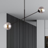 Suspension Design Linear Métal et Verre 2 lampes Boules Argentées Style Chic 