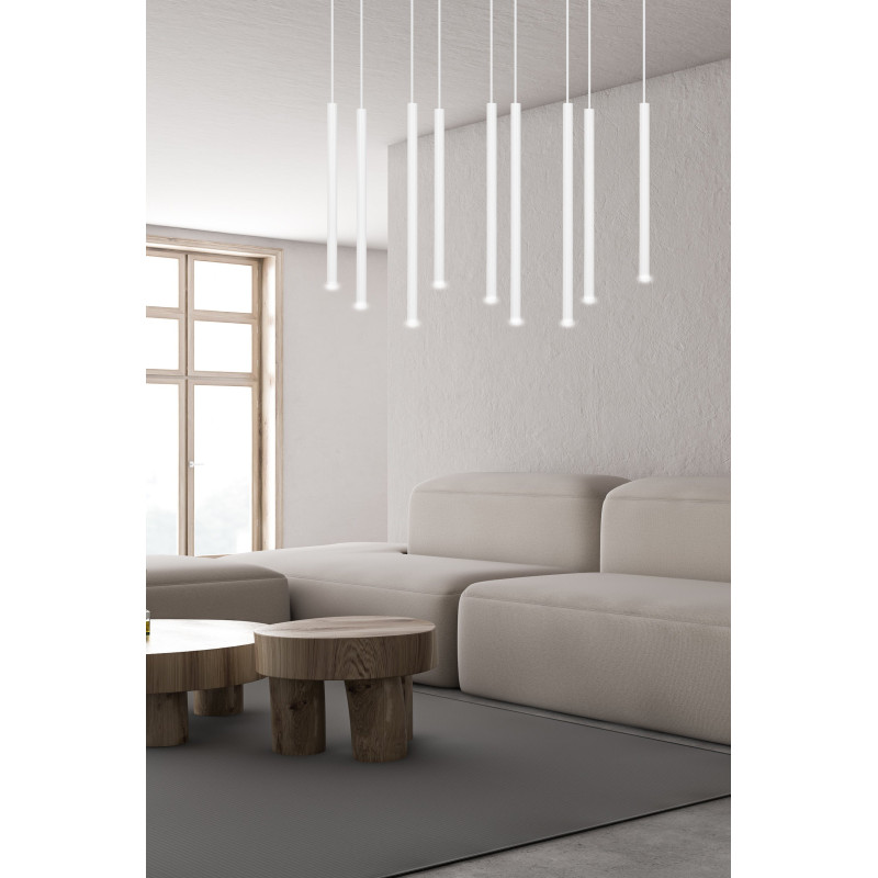 Plafonnier Design  Selter Métal 9 lampes Tubes Blanches Style Minimaliste 