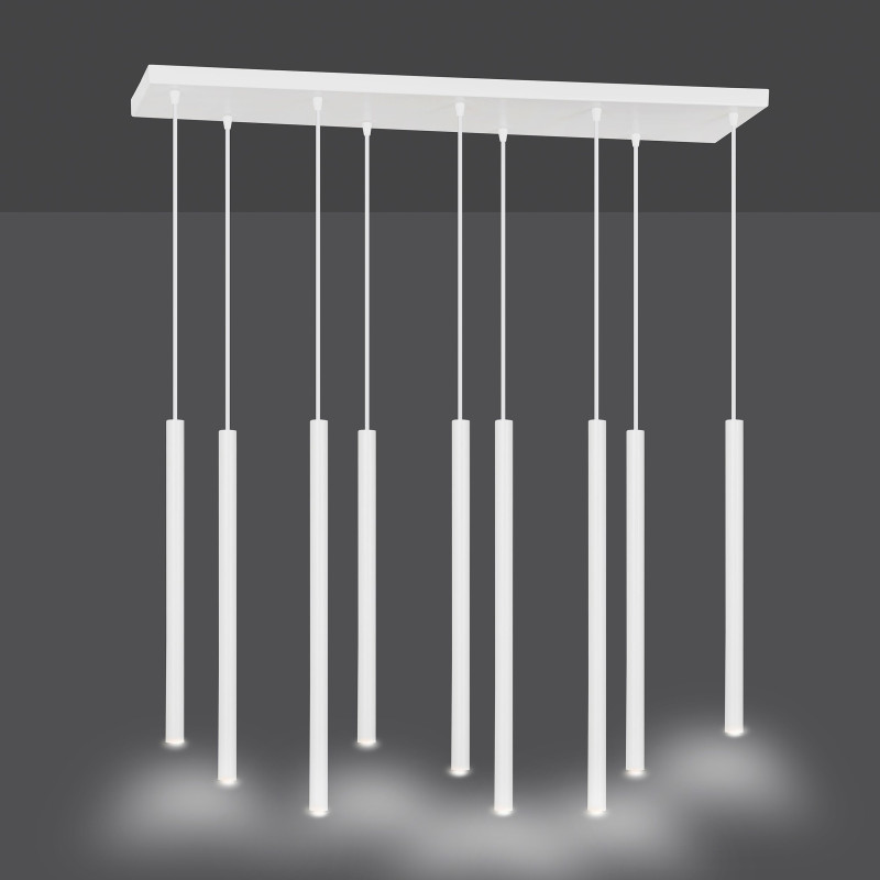 Plafonnier Design  Selter Métal 9 lampes Tubes Blanches Style Minimaliste 