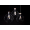 Suspension Design Barbade Métal et bois 3 lampes Rondes Cages Noires Style Moderne 