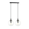 Suspension Design  Cosmo Métal 2 lampes Boules Transparentes Style Chic 