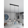 Suspension Design  Cosmo Métal 3 lampes Boules Transparentes Style Chic 