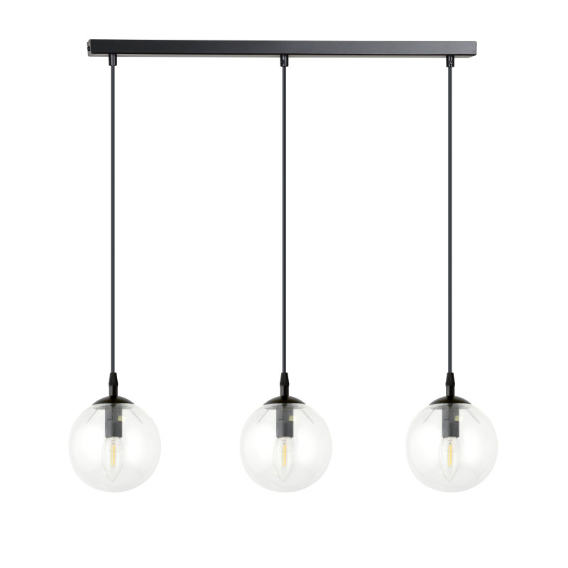 Suspension Design  Cosmo Métal 3 lampes Boules Transparentes Style Chic 