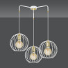 Suspension Design Albio Métal  3 lampes Rondes Cages Blanches Style Moderne 