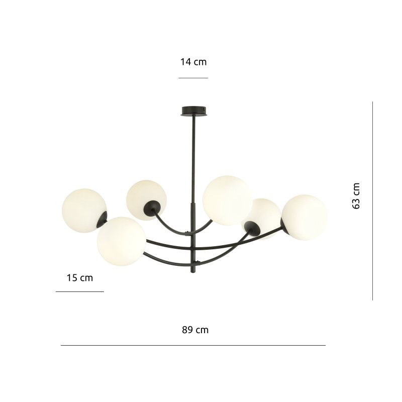 Plafonnier Design Hunter Métal 6 lampes Boules Blanches Style Chic 