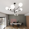 Plafonnier Design Hunter Métal 6 lampes Boules Blanches Style Chic 