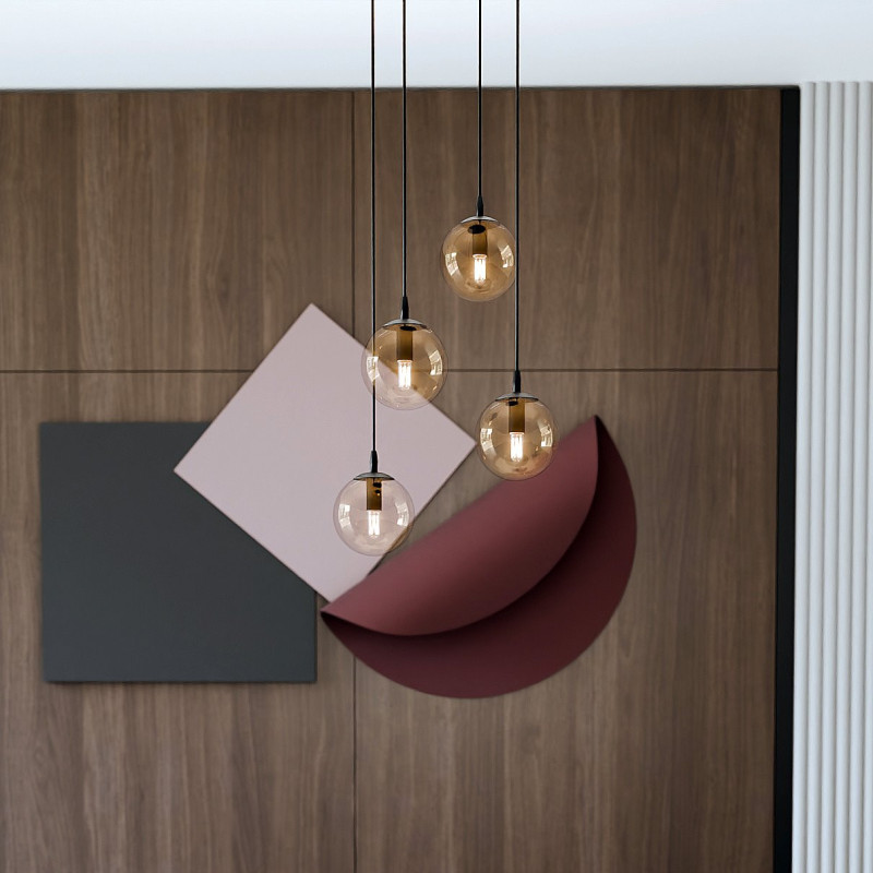 Suspension Design  Cosmo Métal 4 lampes Boules Ambrées Style Chic 