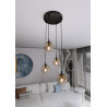 Suspension Design  Cosmo Métal 4 lampes Boules Ambrées Style Chic 