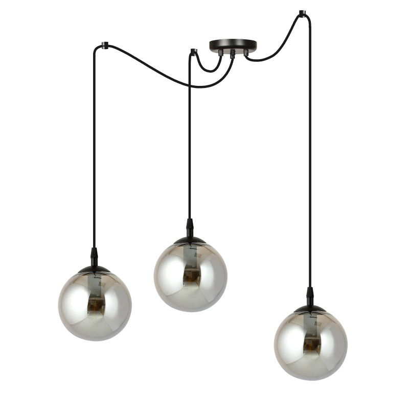 Suspension Design  Gigi Métal 3 lampes Boules Argentées Style Chic 