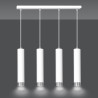 Suspension Design  Kibo Métal 4 lampes Tubes Blanches et CHROME Style Moderne 