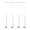 Suspension Design  Kibo Métal 4 lampes Tubes Blanches et CHROME Style Moderne 