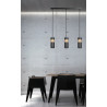 Suspension Design Akari Métal et Bois 3 lampes Tubes Noires Style Moderne 