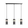 Suspension Design Akari Métal et Bois 3 lampes Tubes Noires Style Moderne 