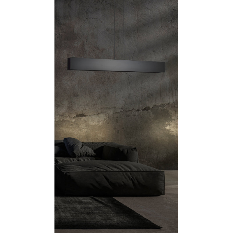 Suspension Design Gentor Métal 4 lampes Rectangles Noires Style Minimaliste 