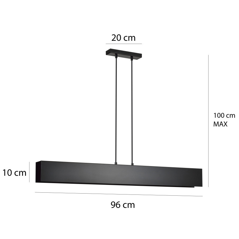 Suspension Design Gentor Métal 4 lampes Rectangles Noires Style Minimaliste 