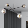 Suspension Design Linear Métal et Verre 4 lampes Boules Argentées Style Chic 