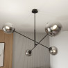 Suspension Design Linear Métal et Verre 4 lampes Boules Argentées Style Chic 