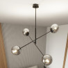 Suspension Design Linear Métal et Verre 4 lampes Boules Argentées Style Chic 