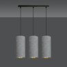 Suspension Design Bente Tissu 3 lampes Tubes Grises Style Vintage 