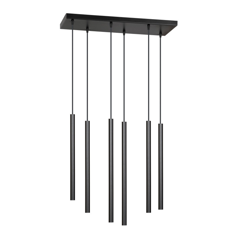 Plafonnier Design  Selter Métal 6 lampes Tubes Noires Style Minimaliste 