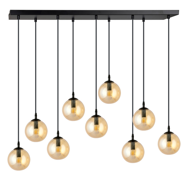 Suspension Design  Cosmo Métal 9 lampes Boules Ambrées Style Chic 