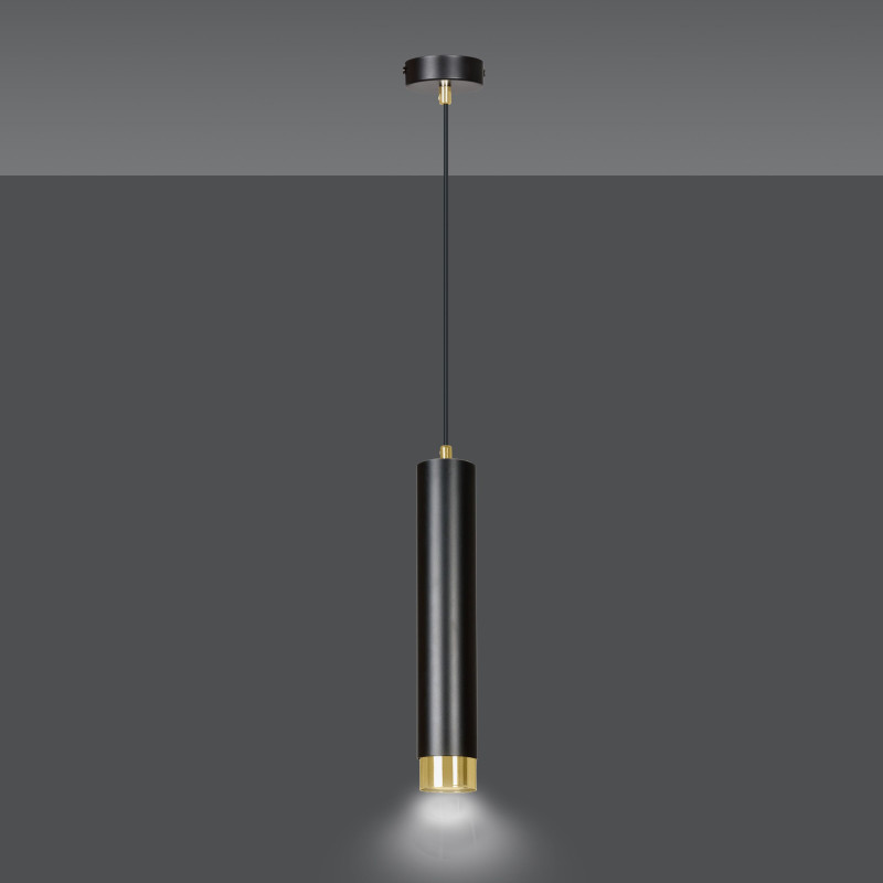 Suspension Design Kibo Métal une Lampe Tube Noire/Dorée Style Moderne 