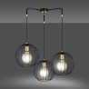 Suspension Design Albio Métal  3 lampes Rondes Cages Noires Style Moderne 