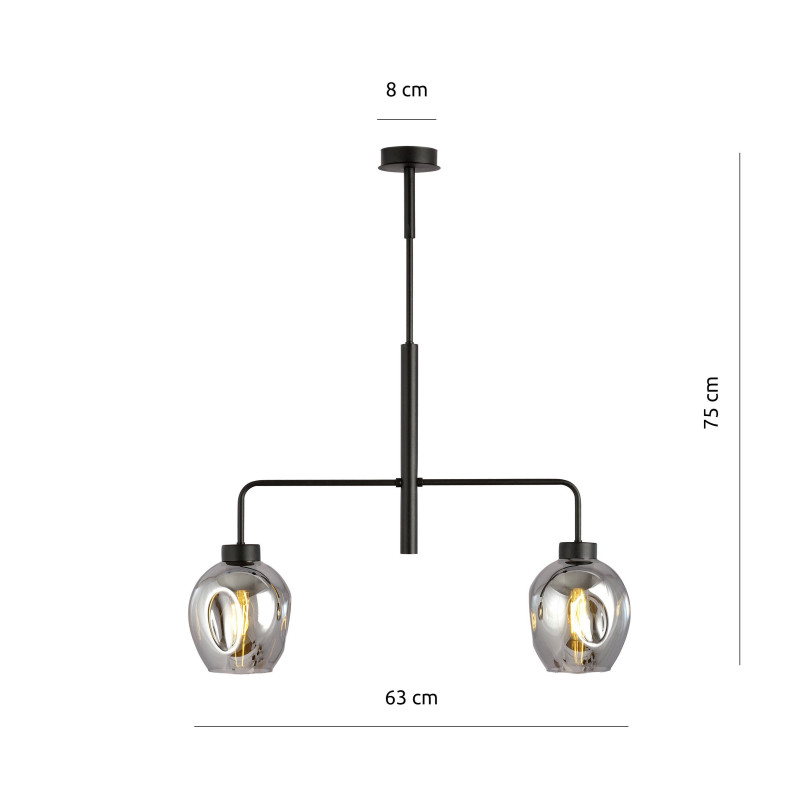 Suspension Design Lukka Métal 2 lampes Déportées Argentées Style Minimaliste 