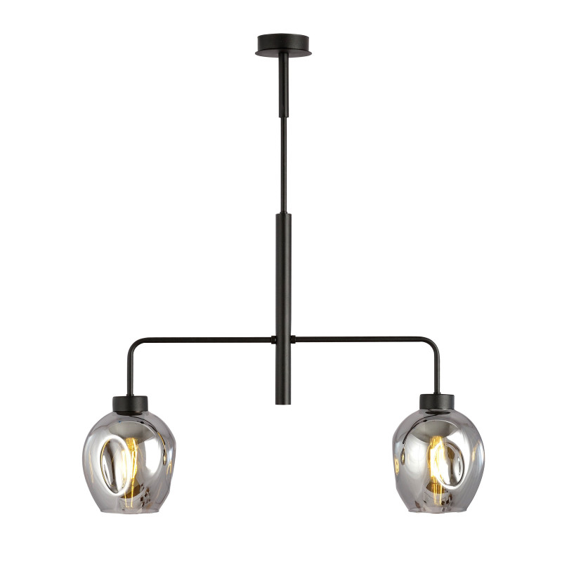 Suspension Design Lukka Métal 2 lampes Déportées Argentées Style Minimaliste 