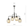 Suspension Design Lukka Métal 4 lampes Déportées Ambrées Style Minimaliste 