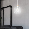 Suspension Design Barbade Métal et bois une Lampe Ronde Cage Blanche Style Moderne