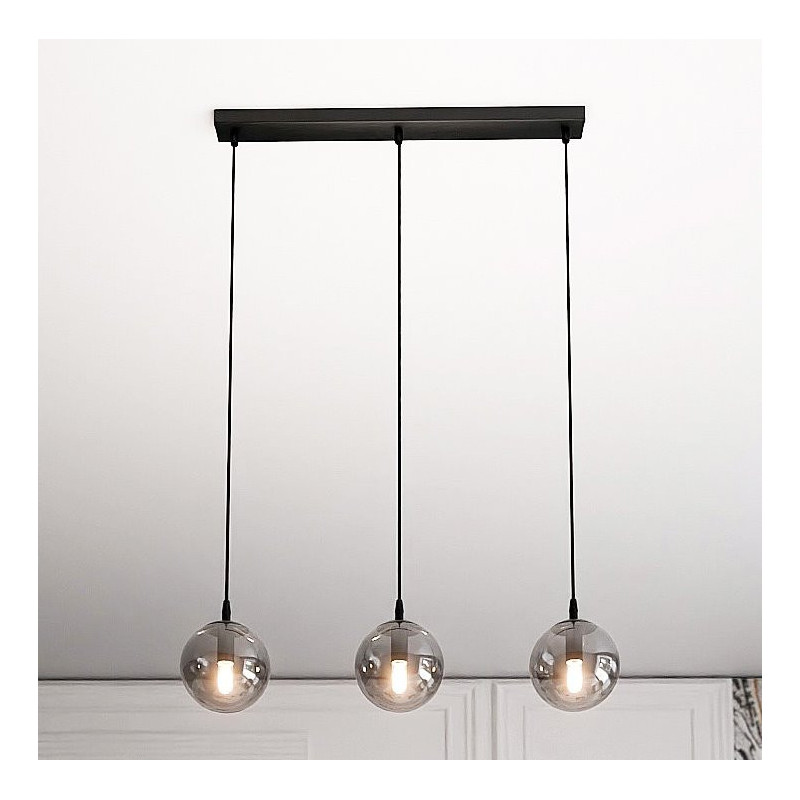 Suspension Design  Cosmo Métal 3 lampes Boules Argentées Style Chic 