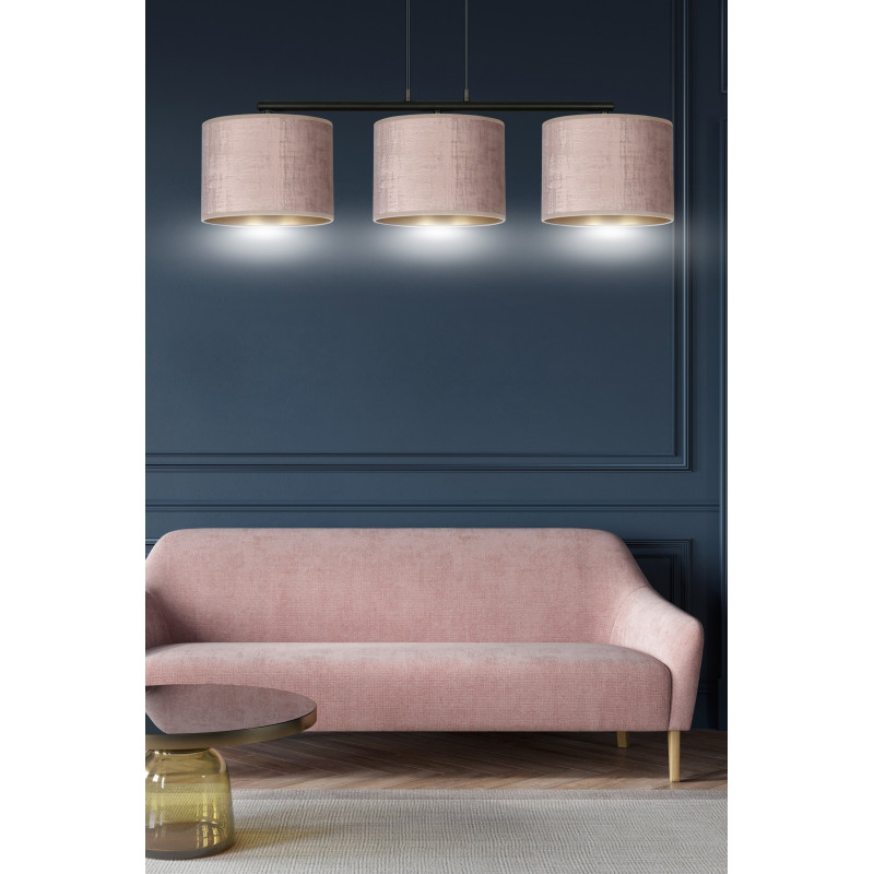 Suspension Design Hilde Métal 3 lampes Cylindres Roses Style Moderne 