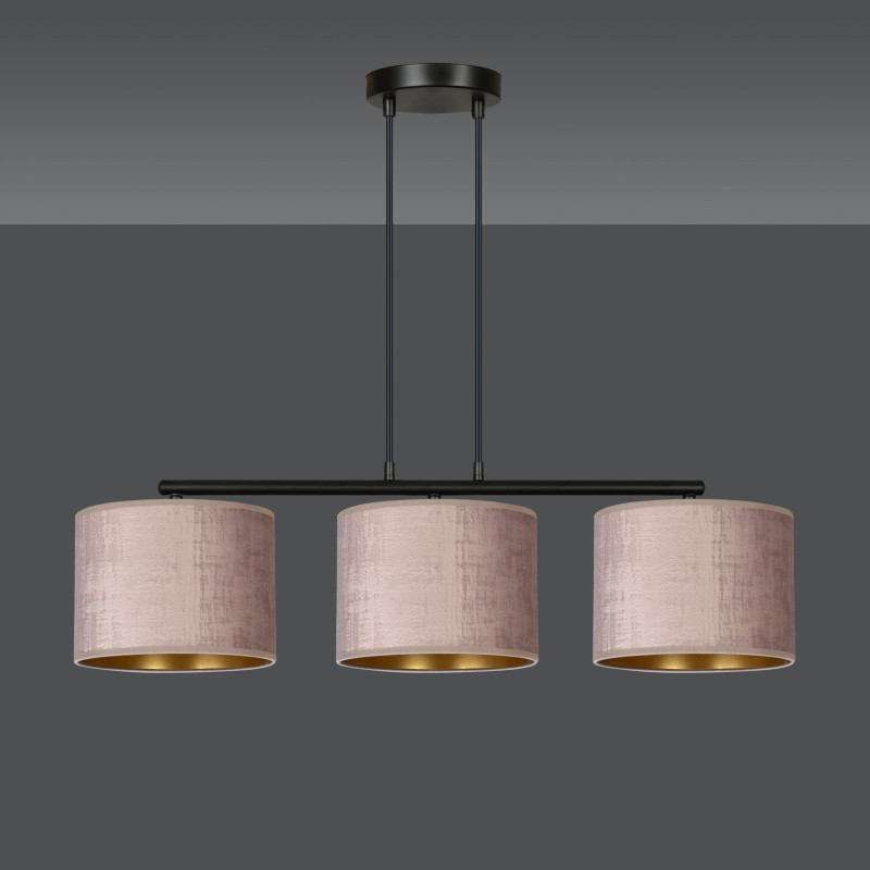 Suspension Design Hilde Métal 3 lampes Cylindres Roses Style Moderne 