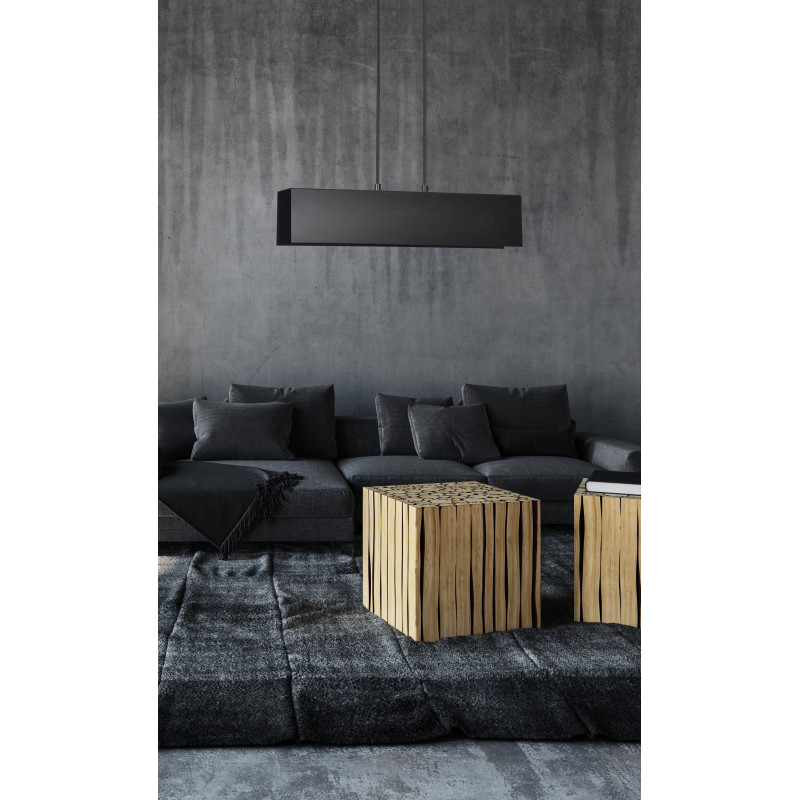 Suspension Design Gentor Métal 2 lampes Rectangles Noires Style Minimaliste 