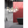 Suspension Design Albio Métal  6 lampes Rondes Cages Blanches Style Moderne 